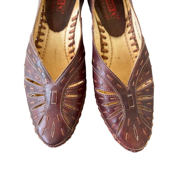 Pinkolinos Brown Cut Out Shoes Spanish Design Kitten Heel Size 39 / 8.5-9 - Picture 5 of 10